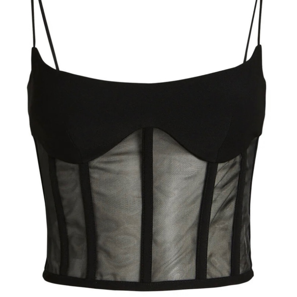 ROZIE CORSETS Tulle-Trimmed Crepe Corset Top